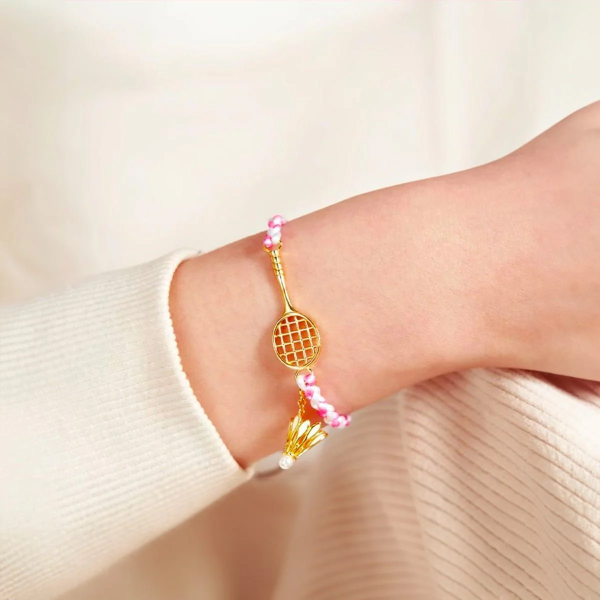 Bracelet cordon, effigie badminton, sport, acier inoxydable, modèle Anse – Image 5