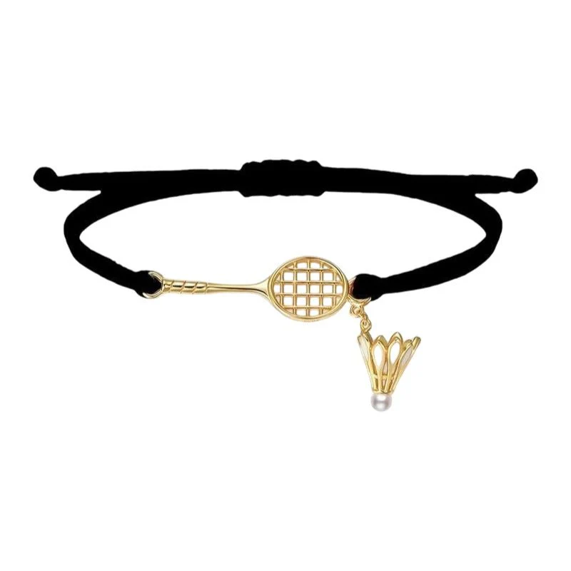 Bracelet cordon, effigie badminton, sport, acier inoxydable, modèle Anse