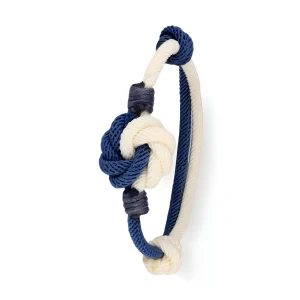 Bracelet cordon pour homme, bi-colore, à noeud central, modèle Lucien
