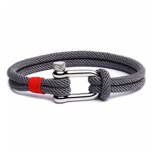 Bracelet cordon pour homme, mousqueton argenté, modèle Dimitri
