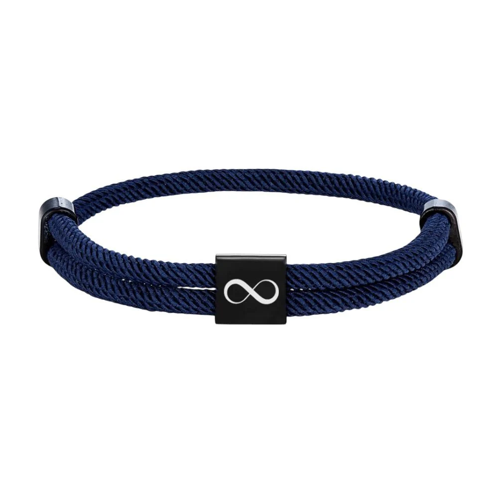 Bracelet cordon signe infini, plaque en acier inoxydable, ajustable, modèle Birmel – Image 6
