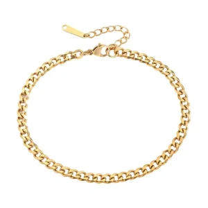 Bracelet de cheville, en acier inoxydable, maille cubaine, pour femme, modèle Galoma