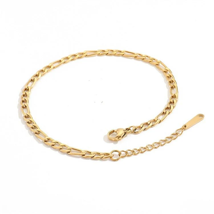Bracelet de cheville, en acier inoxydable, maille figaro, pour femme, modèle Olime – Image 6