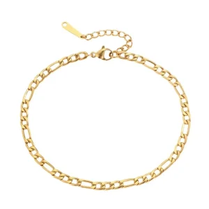 Bracelet de cheville, en acier inoxydable, maille figaro, pour femme, modèle Olime