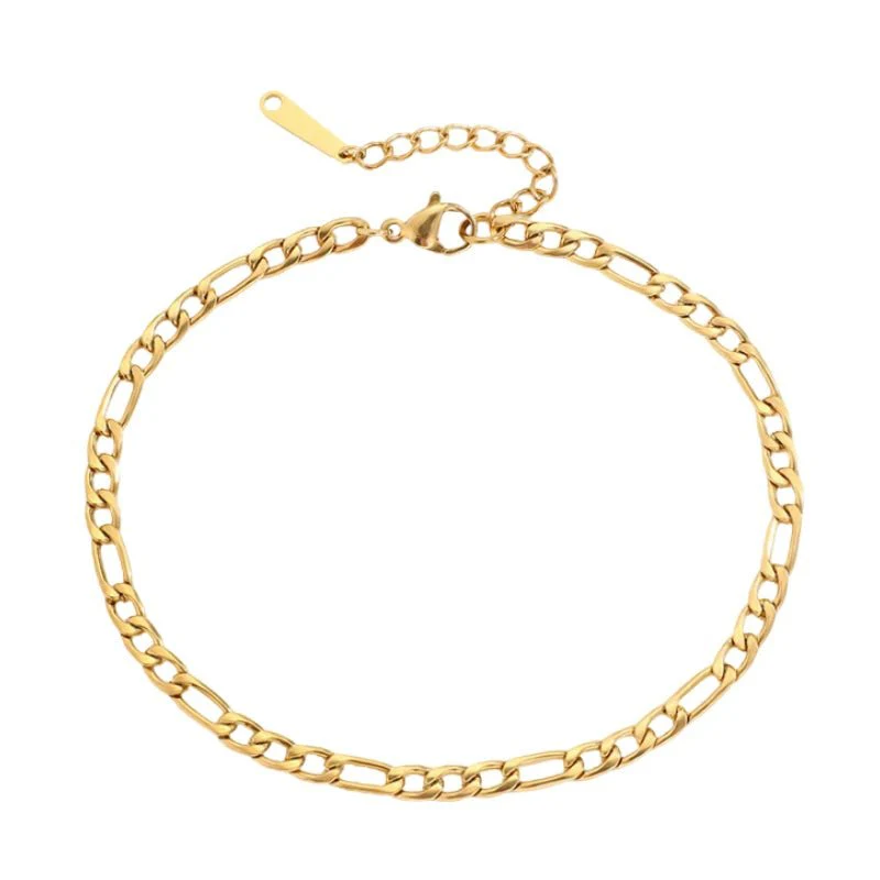 Bracelet de cheville, en acier inoxydable, maille figaro, pour femme, modèle Olime