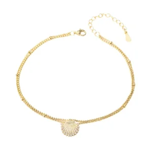 Bracelet de cheville, en argent sterling, coquillage de mer, pour femme, modèle Jarine
