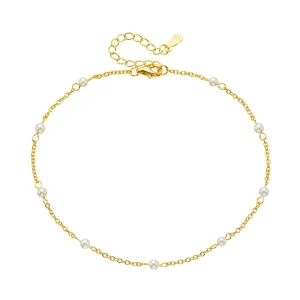 Bracelet de cheville, en argent sterling et perles d'eau douce, pour femme, modèle Merwa