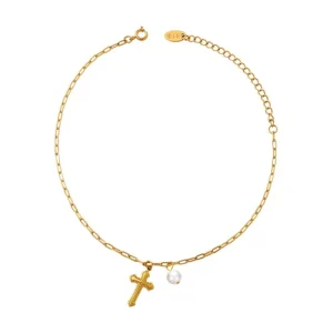 Bracelet de cheville, en titane, croix chrétienne, pour femme, modèle Barènne