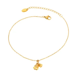 Bracelet de cheville, en titane, pendentif cloches, pour femme, modèle Paka