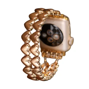 Bracelet Apple Watch, à motif cœurs, pour femme, modèle Fabiola