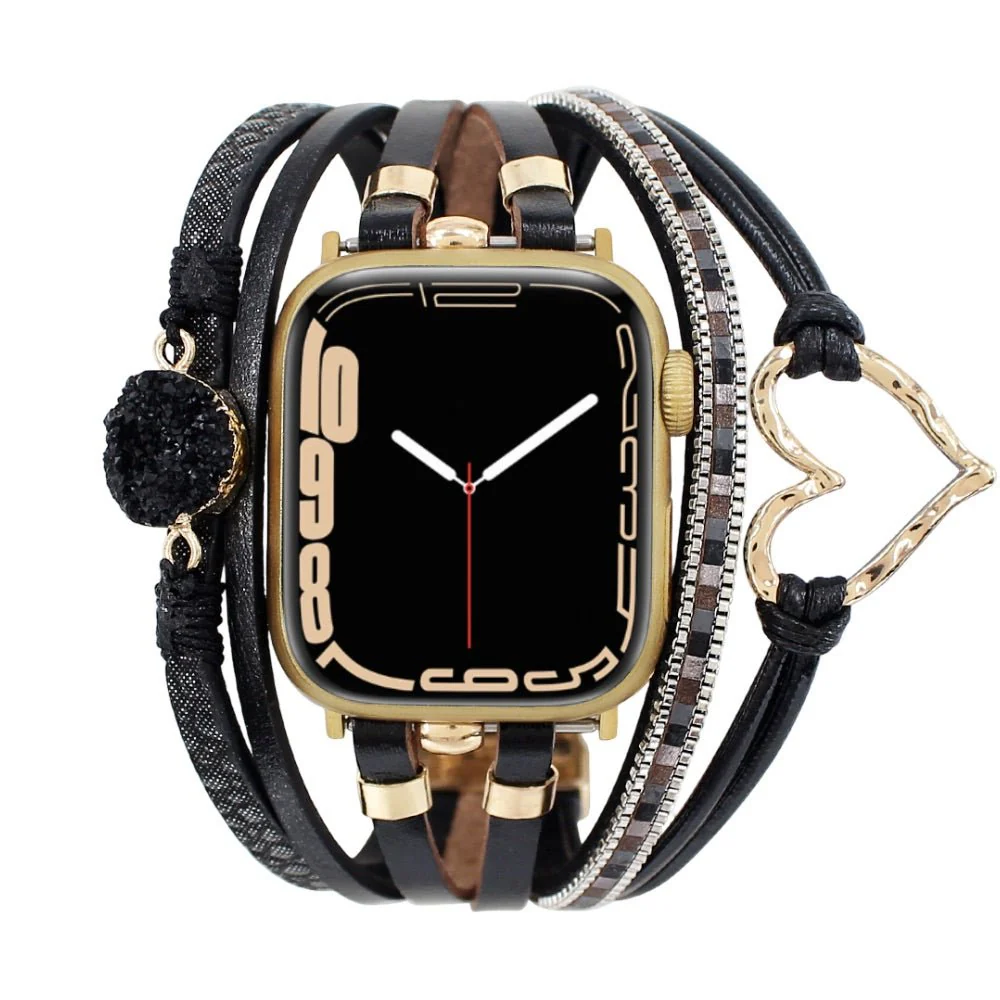 Bracelet de montre connectée multi-rangs, Apple Watch, orné d'un cœur et d'une pierre, pour femme, modèle Lazara – Image 6