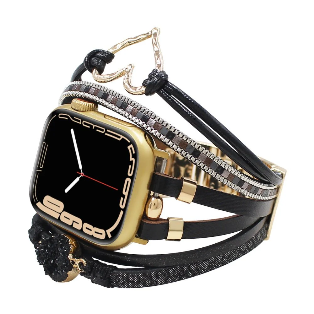 Bracelet de montre connectée multi-rangs, Apple Watch, orné d'un cœur et d'une pierre, pour femme, modèle Lazara – Image 9