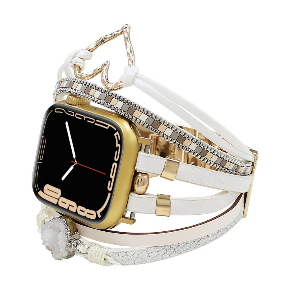 Bracelet de montre connectée multi-rangs, Apple Watch, orné d'un cœur et d'une pierre, pour femme, modèle Lazara – Image 4