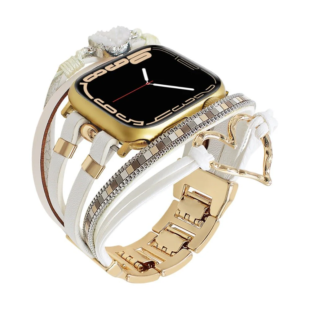 Bracelet de montre connectée multi-rangs, Apple Watch, orné d'un cœur et d'une pierre, pour femme, modèle Lazara – Image 5