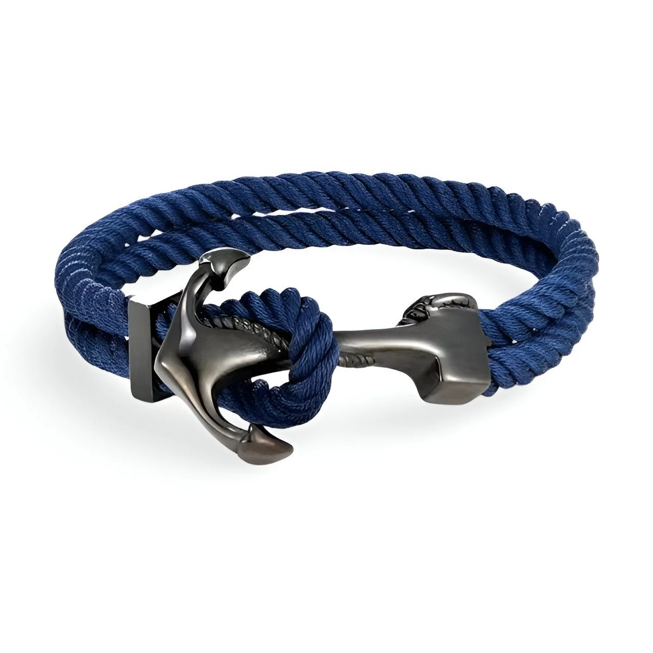 Bracelet double cordon, motif ancre noire, modèle Vega