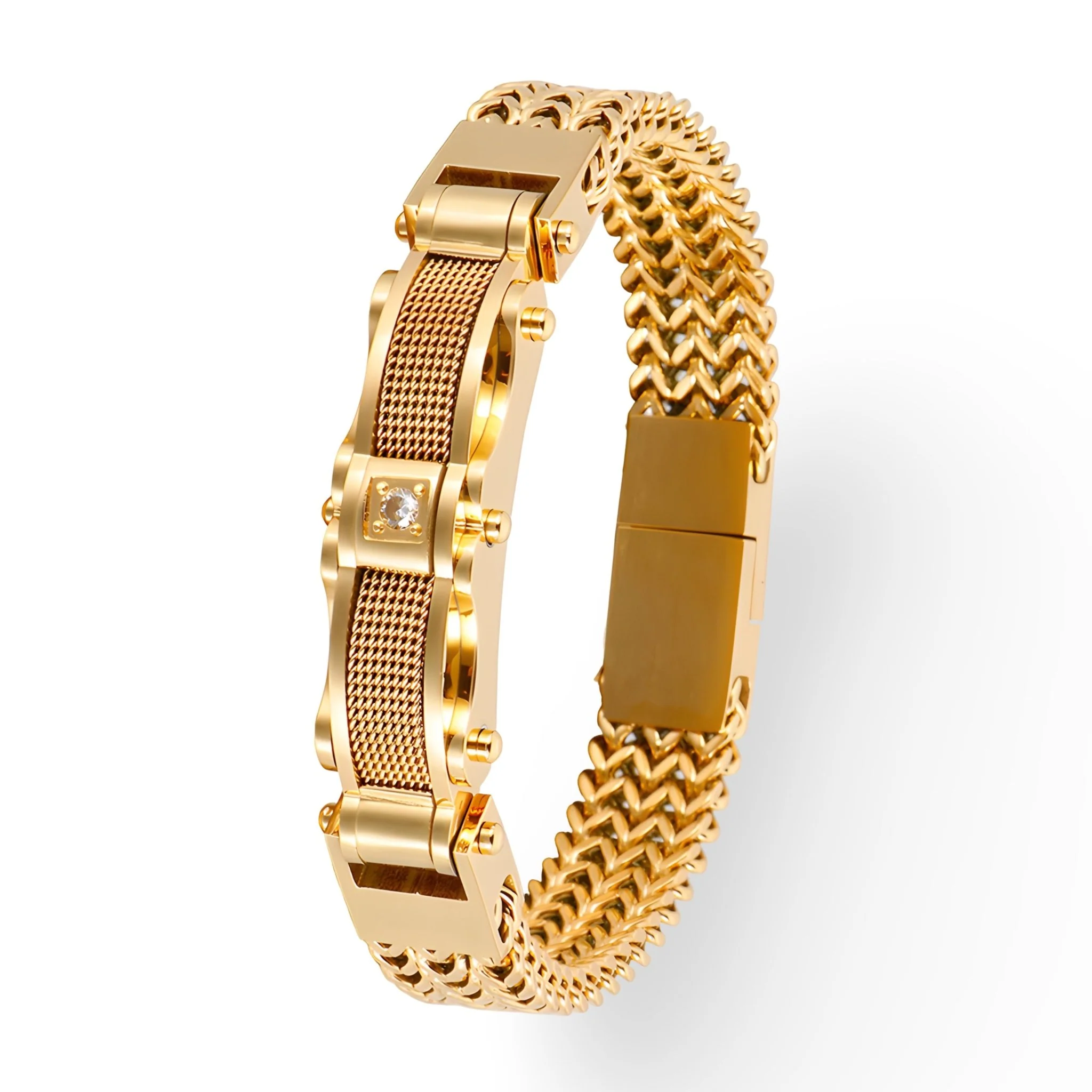 Bracelet en acier inoxydable, serti d'une strass, modèle Gaston – Image 4