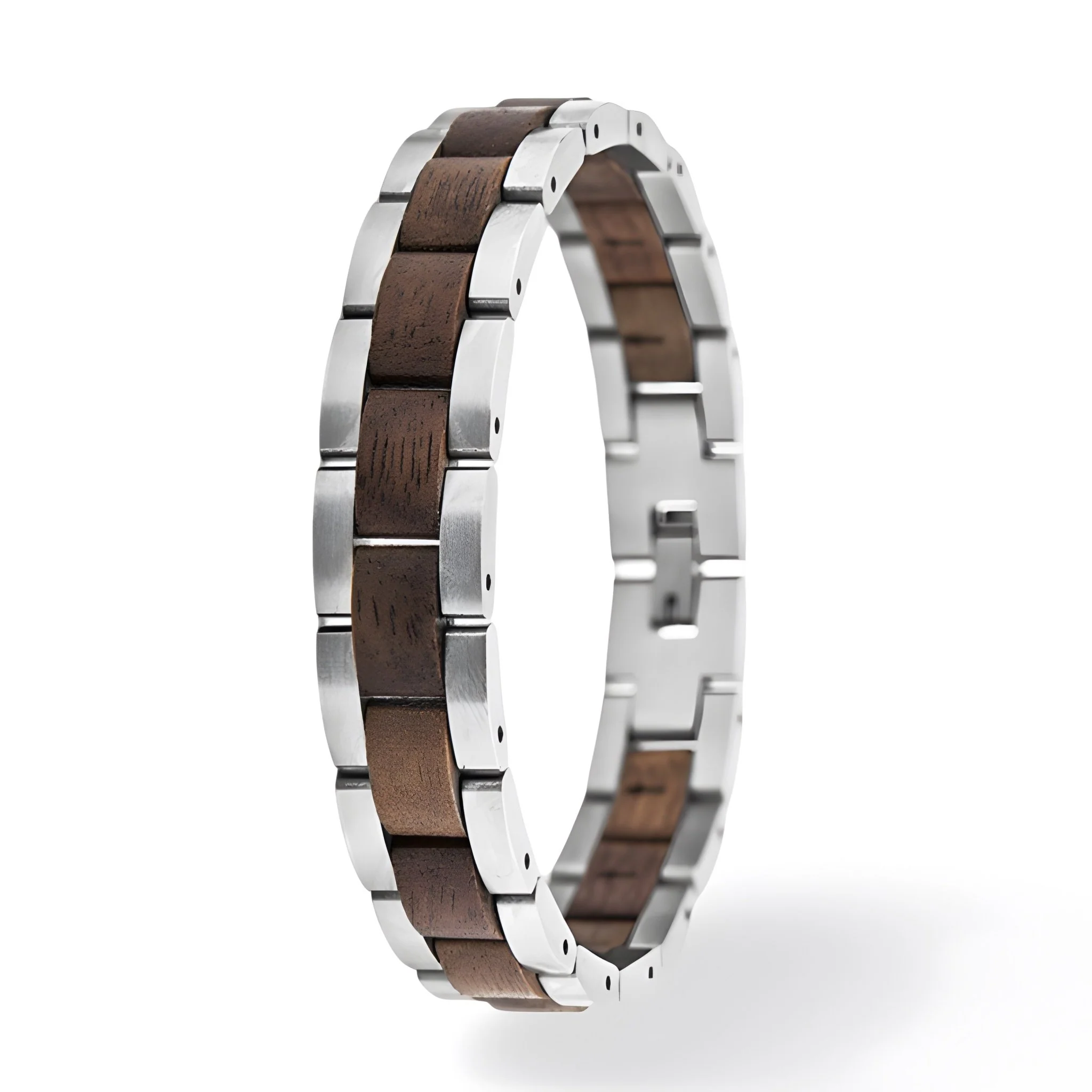 Bracelet en bois de noyer pour homme, aux reflets éclatants, modèle Grégoire