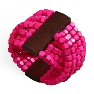 Bracelet en bois naturel, au style pimpant, pour femme, modèle Amilda