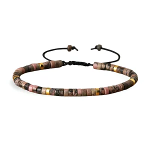 Bracelet en perles heishi, rhodonite tacheté, mixte, modèle Miya
