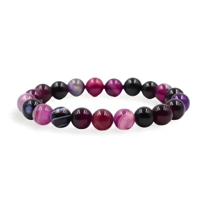 Bracelet en pierre d'agate, aux couleurs vives, mixte, modèle Marlo