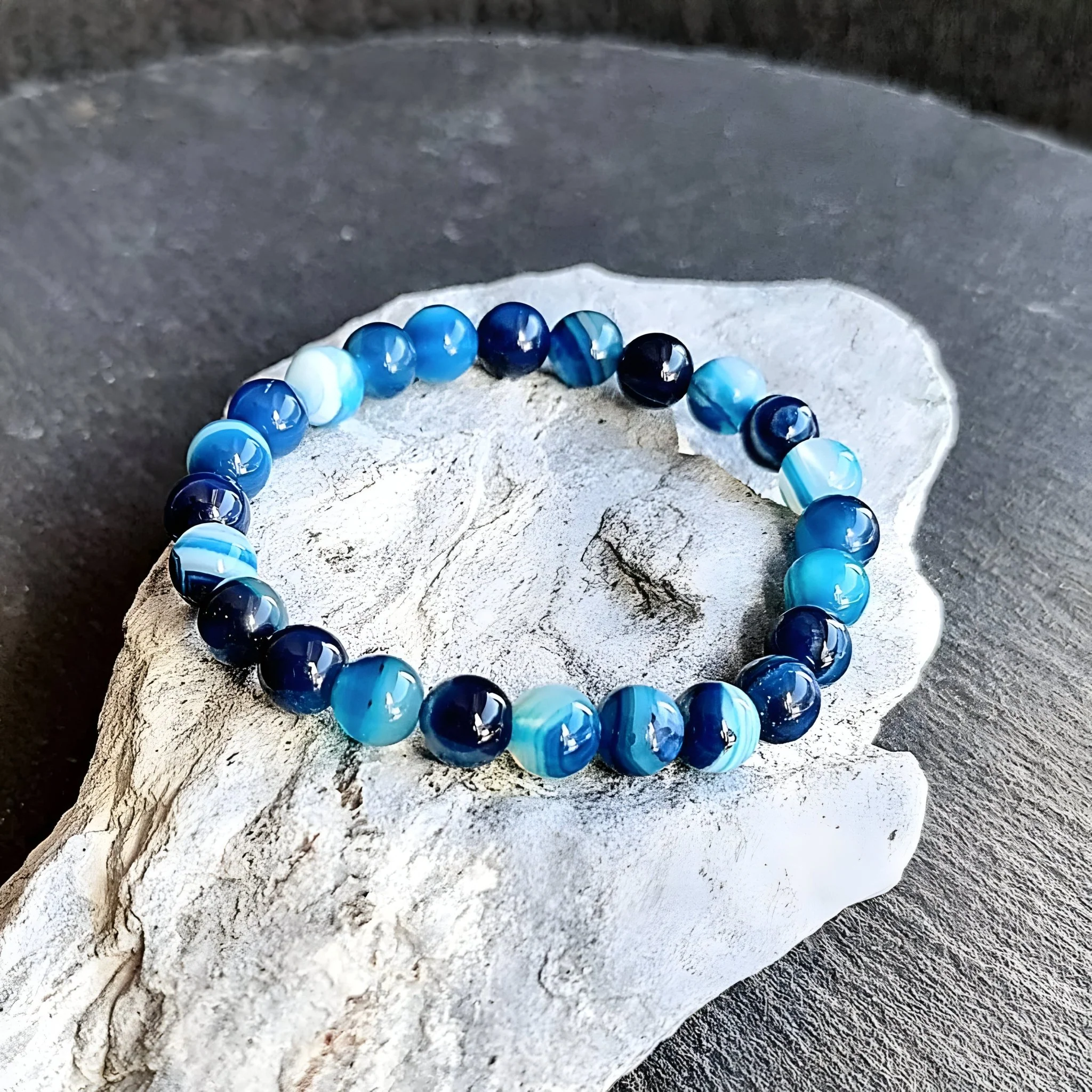 Bracelet en pierre d'agate, aux couleurs vives, mixte, modèle Marlo – Image 5