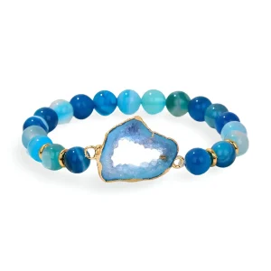 Bracelet en pierre naturelles irrégulières, en agate, modèle Paulina