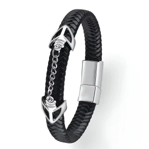 Bracelet avec chaîne incrustée, modèle Léo