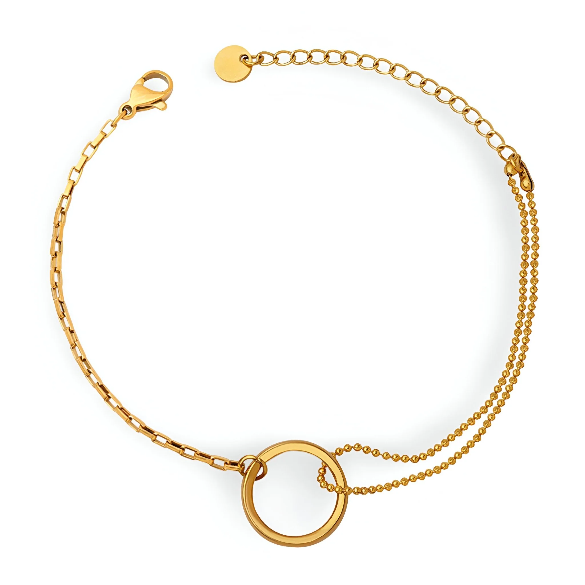 Bracelet en titane plaqué or 18 carats, avec anneau, modèle Anna