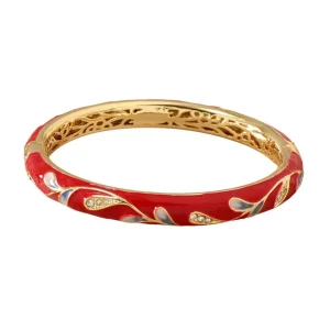 Bracelet jonc à motif fleuri scintillant, en cuivre plaqué or, modèle Katalina