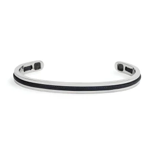 Bracelet jonc personnalisé en acier inoxydable avec corde intégrée, pour homme, modèle Valerio