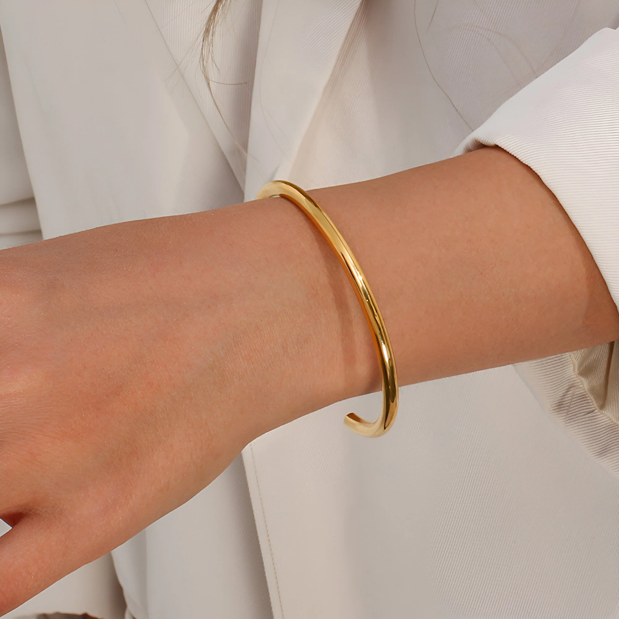 Bracelet jonc en acier inoxydable, stylé épuré, modèle Kaya – Image 5