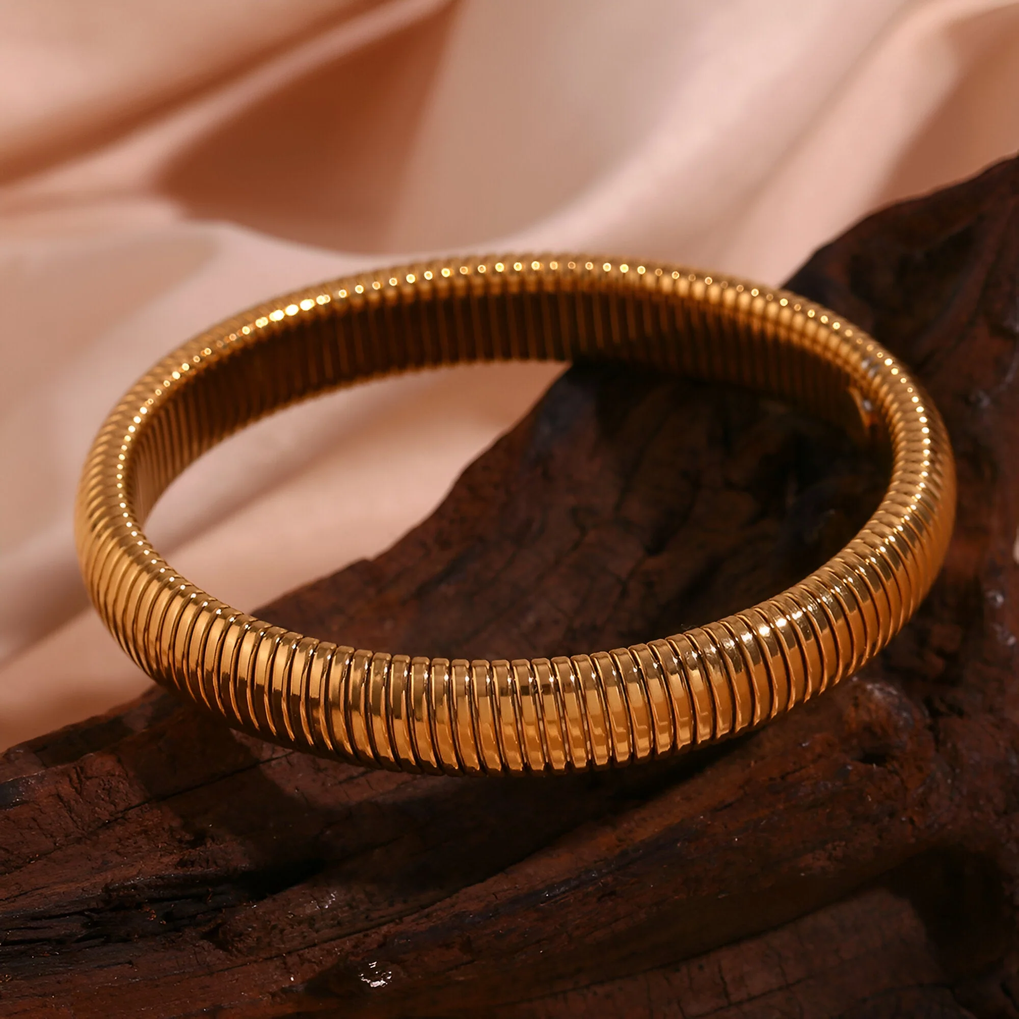 Bracelet jonc, flexible maille, en acier inoxydable modèle Aliza – Image 6