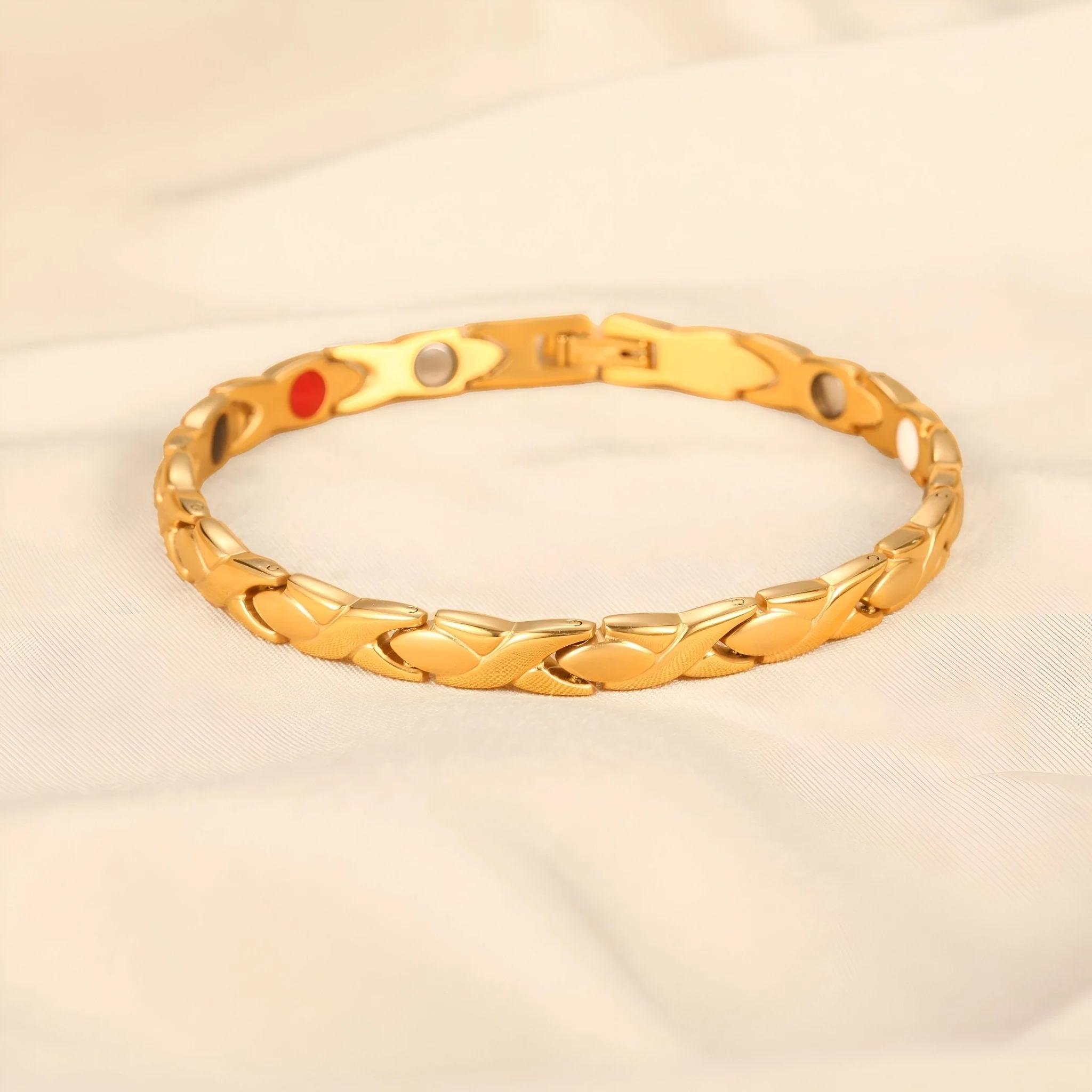 Bracelet magnétique à ions négatifs et tourmalines, en titane, pour femme, modèle Groa – Image 3