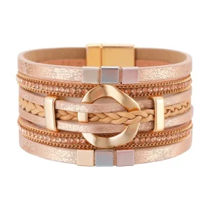 Bracelet manchette, anneau central raffiné, pour femme, modèle Léra