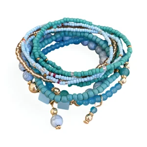 Bracelet multi-rangs, en perles de résine élastique, pour femme, modèle Irette