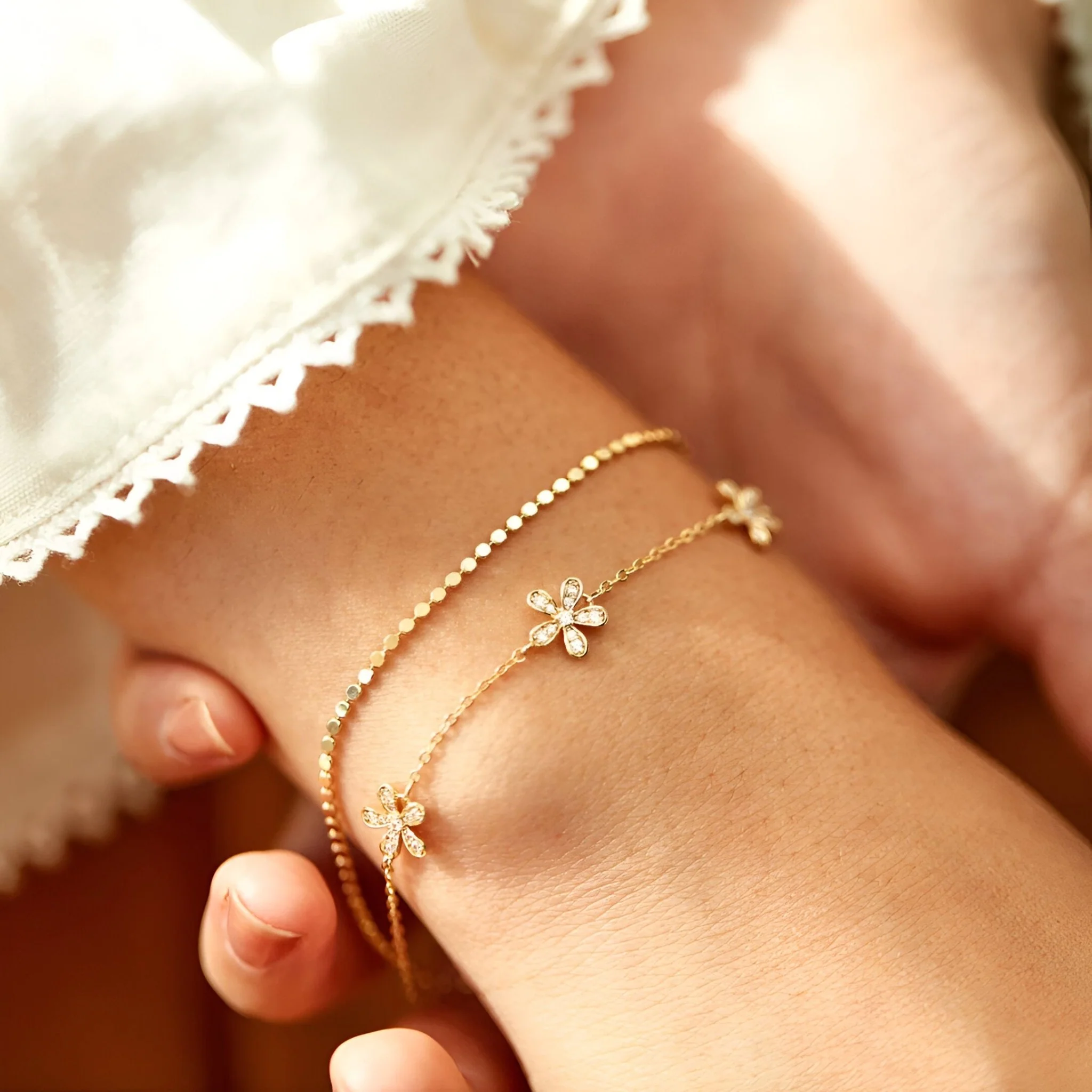 Bracelet pétales de fleur, en argent sterling, pour femme, modèle Junia – Image 2