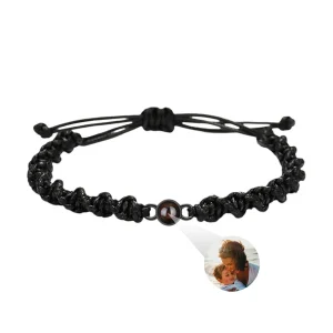Bracelet photo personnalisé tressé en nylon, cadeau photo projeté, fermoir coulissant, idée cadeau personnalisée, modèle Raykou