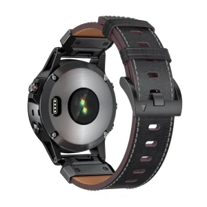 Bracelet pour montre connectée, en cuir pleine fleur, pour un look moderne, compatible montres Garmin Quick Fit, modèle Larphin
