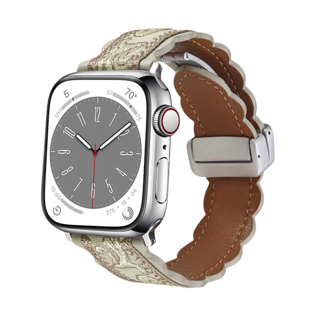 Bracelet printanier, en cuir brodé, coloré, pour Apple Watch, ajustable, modèle Nolphène – Image 8