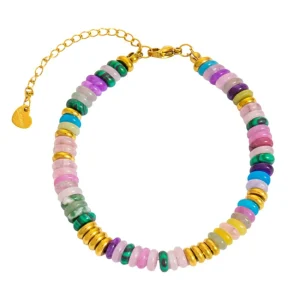 Bracelet tendance, pierres précieuses multicolores, perles d'eau douce, pour femme, modèle Osiris