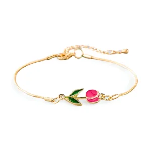 Bracelet tulipe colorée, en cuivre, pour femme, modèle Viorica