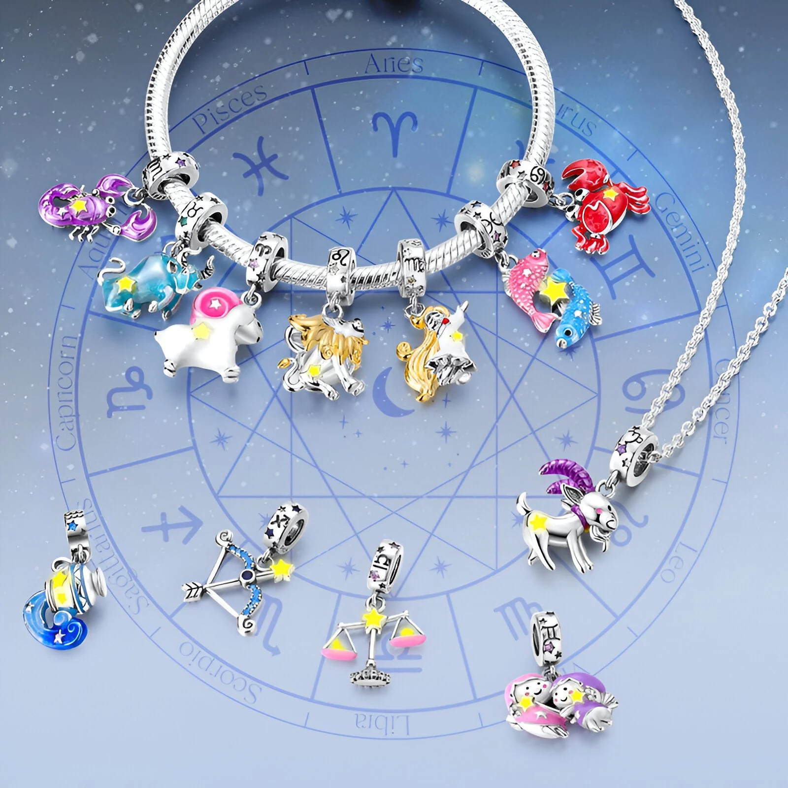Charm pendant signe du zodiaque verseau, pour femme, modèle Dionisia – Image 5