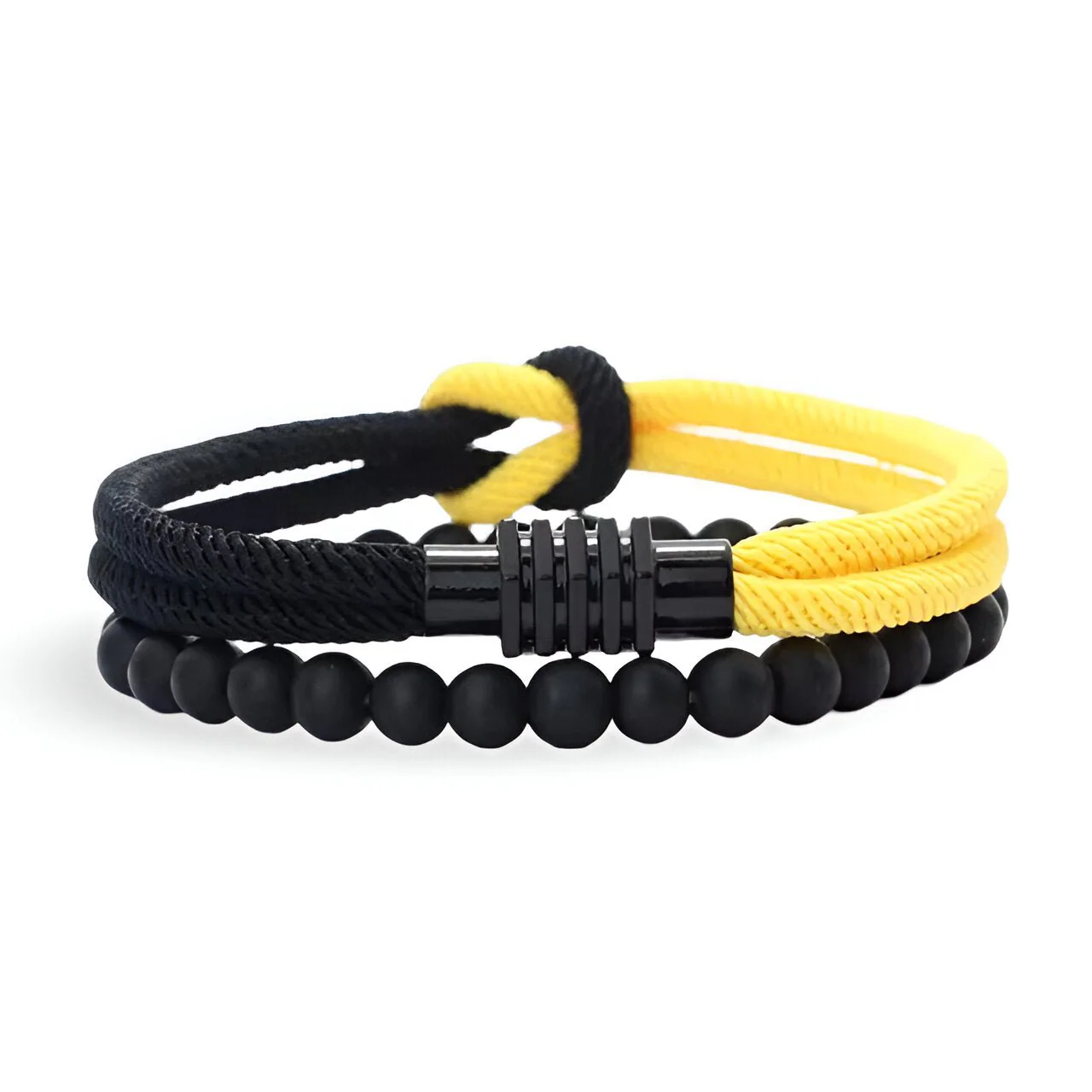 Duo de bracelet cordon et onyx, noeud central, modèle Varek – Image 9
