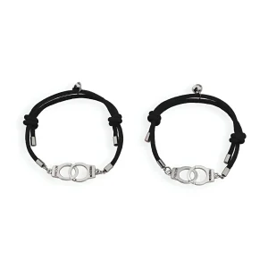Duo de bracelets cordon, menottes "freedom", idéal pour couple et amis, modèle Siene