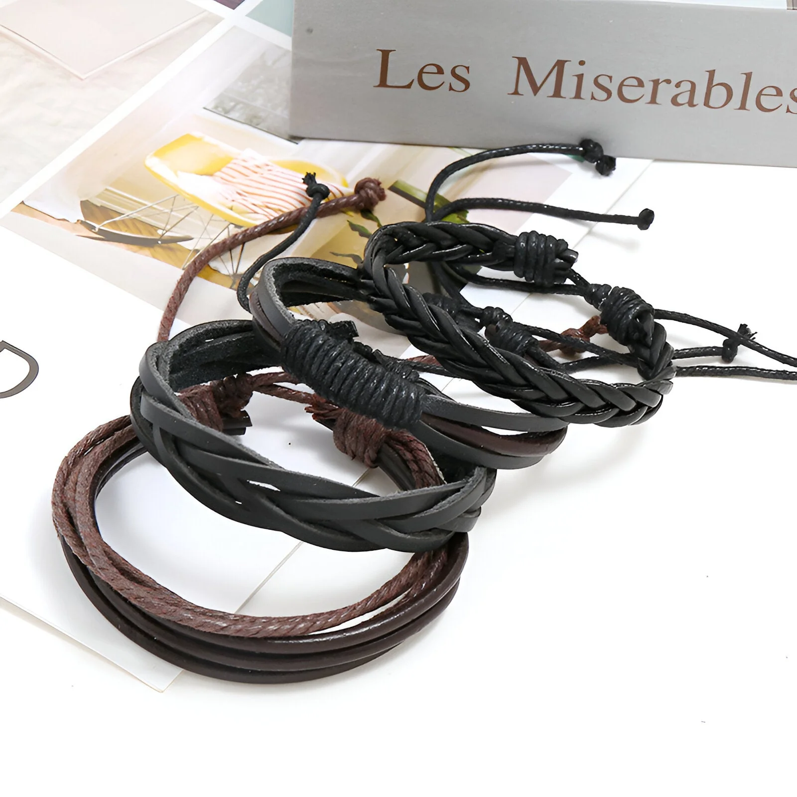 Ensemble de 4 bracelets, au look vintage, mixte, modèle Tagan – Image 3