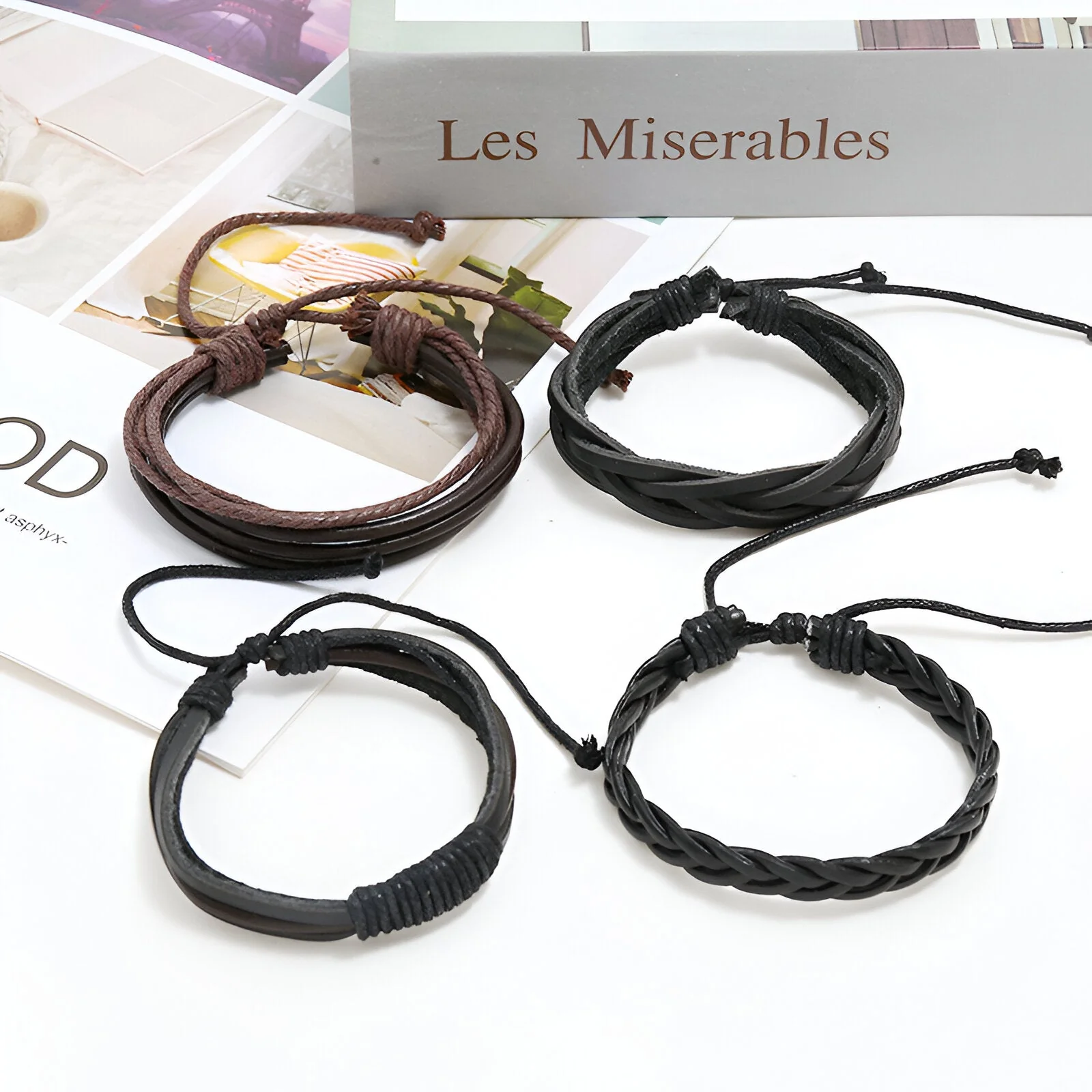 Ensemble de 4 bracelets, au look vintage, mixte, modèle Tagan – Image 4