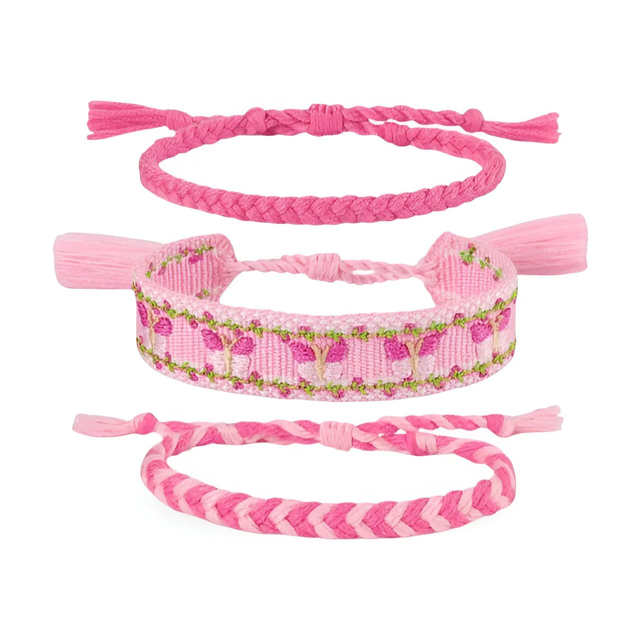 Trio de bracelets en coton tissé, motif papillons, pour femme, modèle Tisara – Image 9