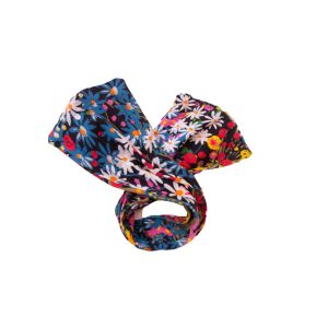 Twister à chignon fleuri noir multicolores